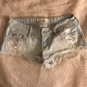 Hollister light blue denim distressed shorts